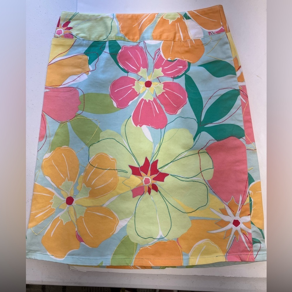 Talbots Petites Women’s Pencil Skirt, Size 2, Floral, Stretch,  Pinks/Greens